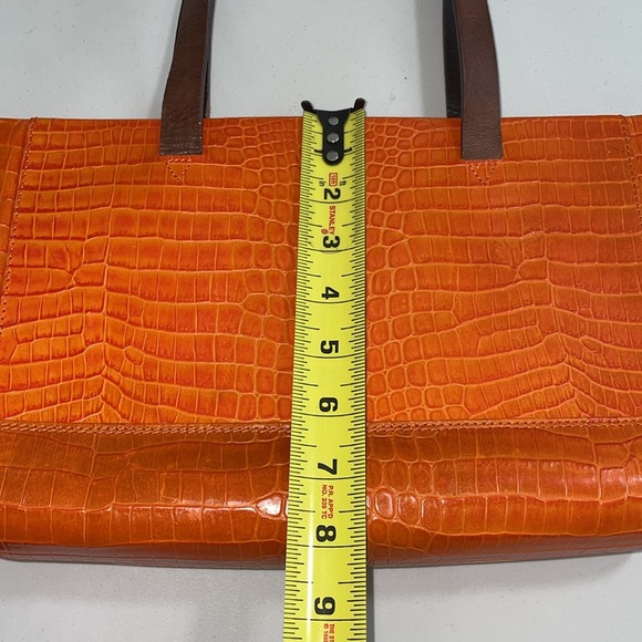 Harold Powell genuine, leather orange crocodile print handbag - Picture 4 of 10